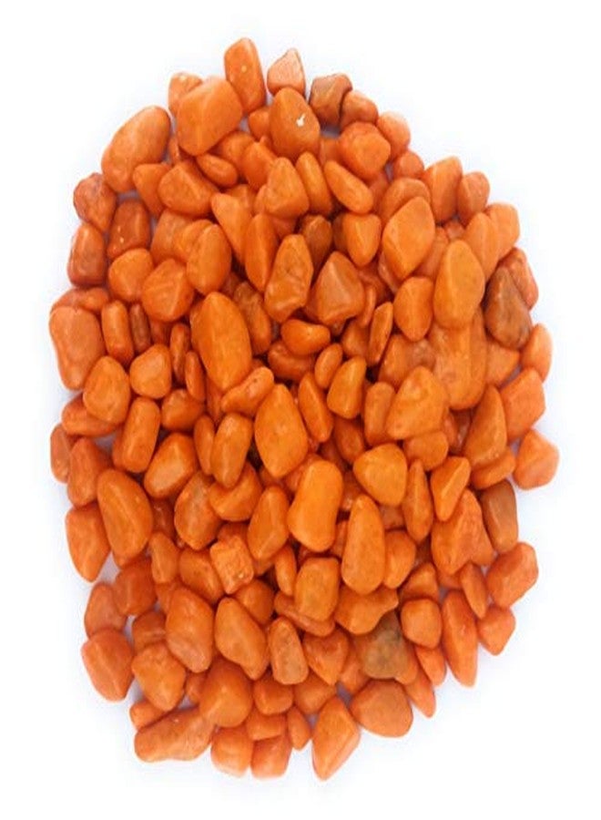 Power Stone Polished Colored Stone Marble Pebbles for Home Garden Aquarium Outdoor Decoration (Orange, 3 Kg) - Image 1